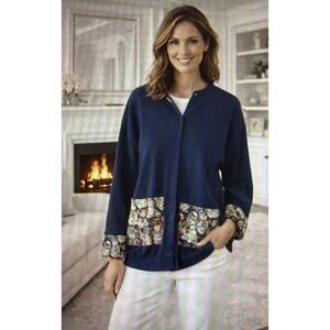 Vintage snowman grannycore Cardigan Navy W Pockets XXL snap Sweatshirt tapestry